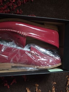 G.H. Bass & Co. Patent Red Leather Penny Loafers